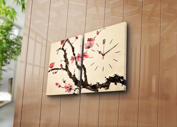 Wallity Conjunto de 2 Relojes de Pared Decorativos de Lienzo Multicolor